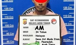 satres narkoba Polres Aceh Timur berhasil mengamankan seorang kurir narkoba jenis sabu yang berinisal AM (34) warga Desa Cot Muda Itam