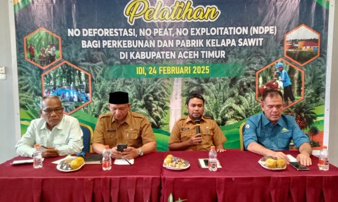 Pemkab Aceh Timur bekerjasama dengan Satgas PUPL dan FKL menggelar kegiatan Pelatihan NDPE Bagi Perusahaan Perkebunan dan Pabrik Kelapa Sawit