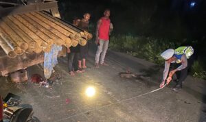 Sopir Mobil Daihatsu Hiline yang mengalami kecelakaan di Jalan Lintas Gampong Beusa - Lokop tepatnya di Desa Tampak kabur usai kecelakaan